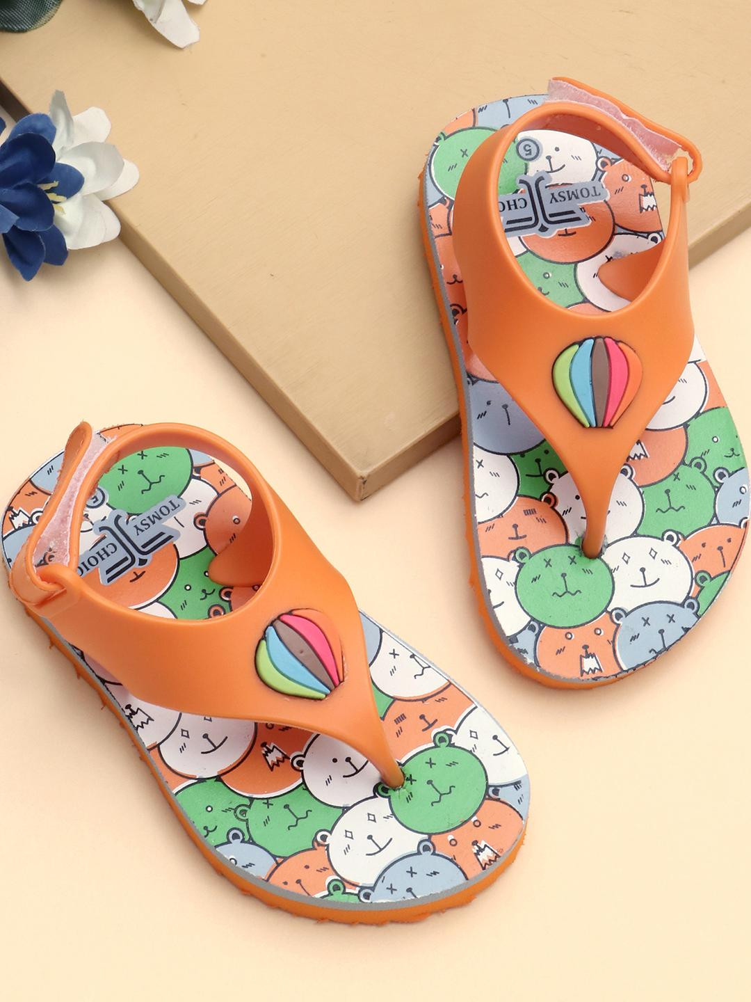 TOMSY CHOICE Kids-Unisex Orange EVA Flip Flops