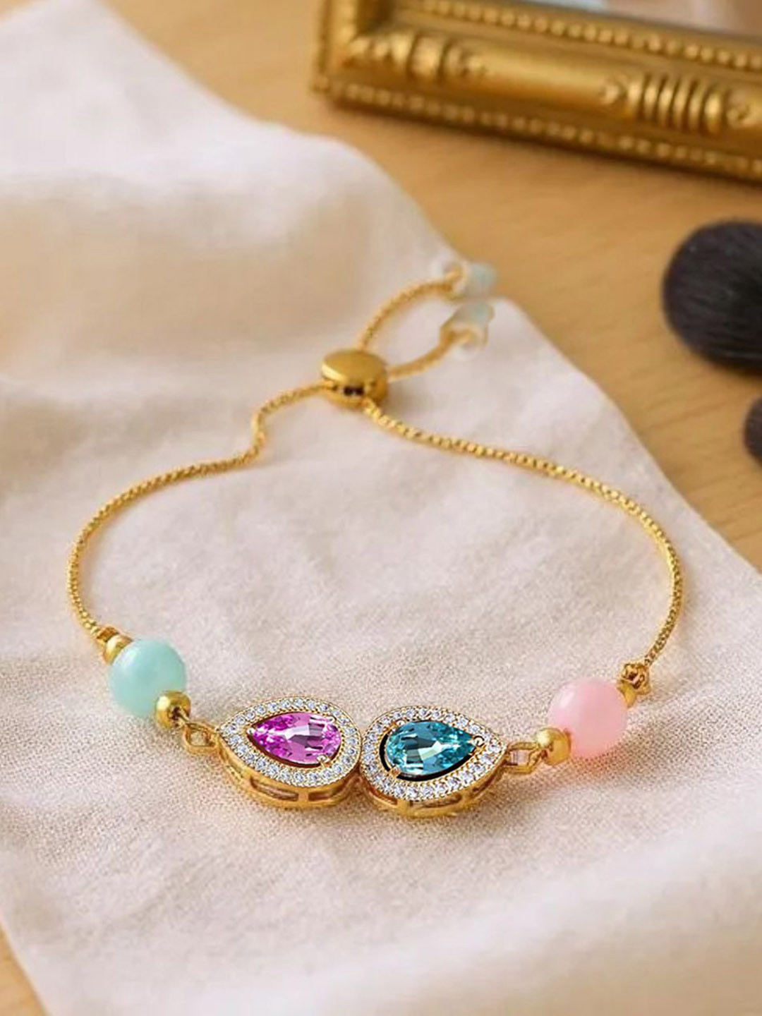 LUCKY JEWELLERY 4Pcs Gold-Plated Rakhi Greeting Card & Roli Chawal