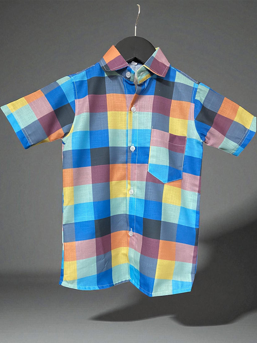 The Collared Unisex Classic Fit Buffalo Checked Spread Collar Cotton Casual Shirt