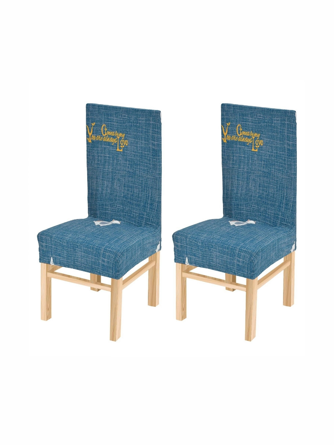 Yellow Weaves 2-Pcs Metallic Blue Printed Chair Cover