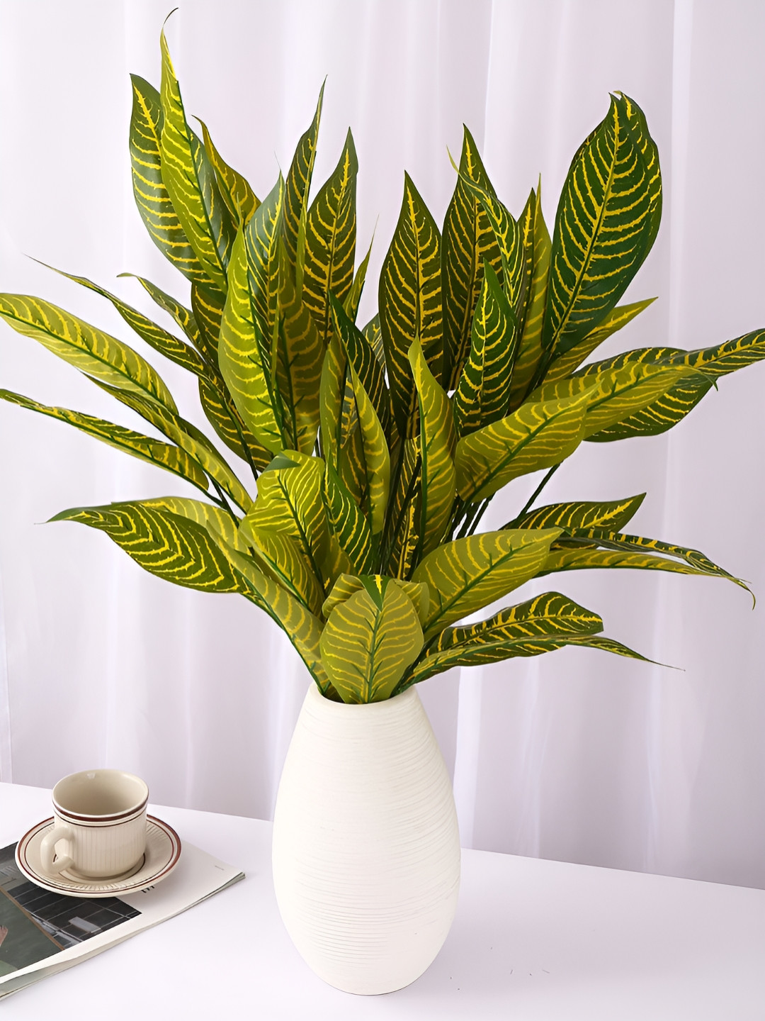 TIED RIBBONS Pack of 2 Artificial Tree Plant Croton Orange Green Plant Fake Trees