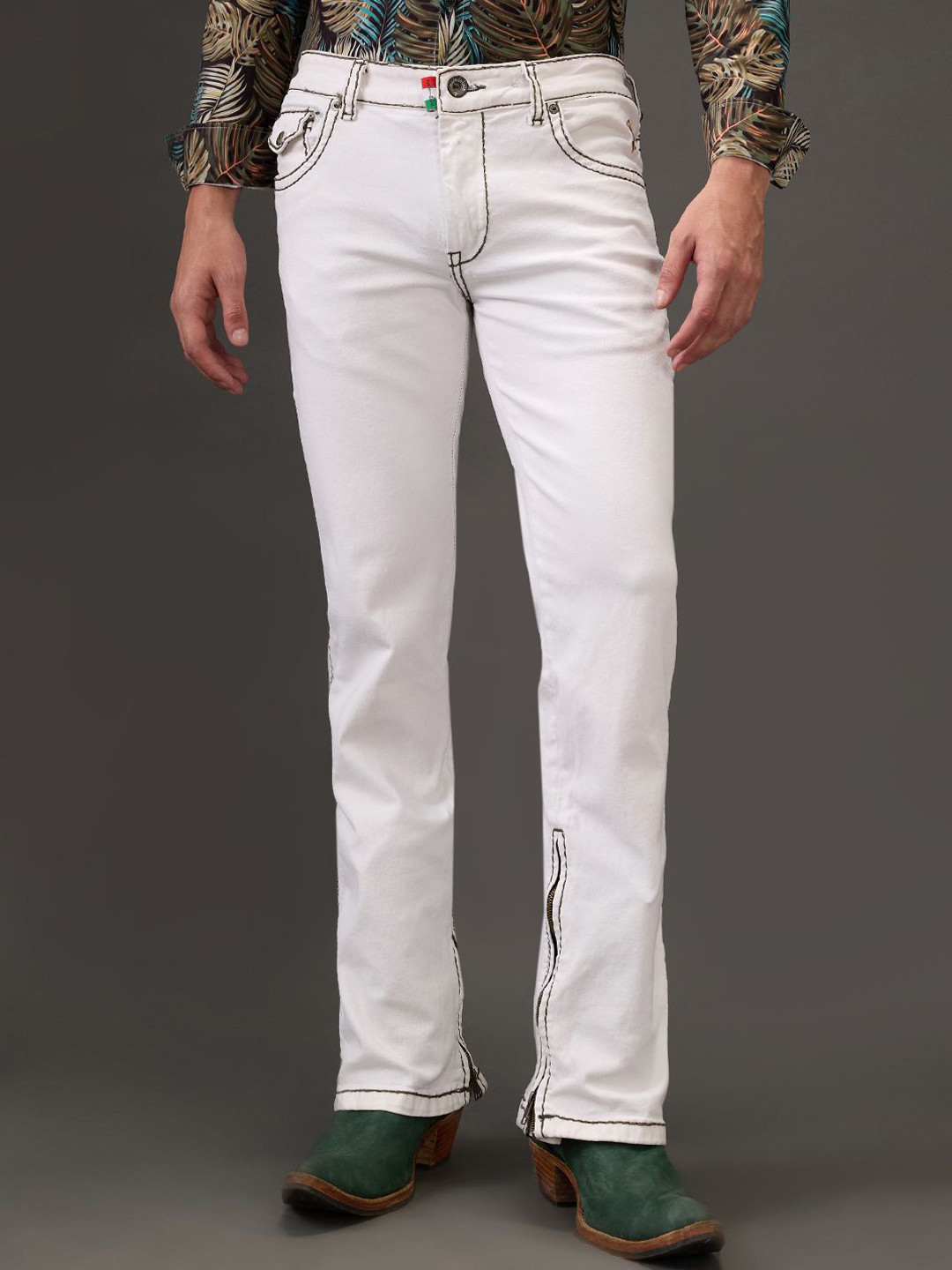 mode de base Men Bootcut Low-Rise Stretchable Cotton Jeans