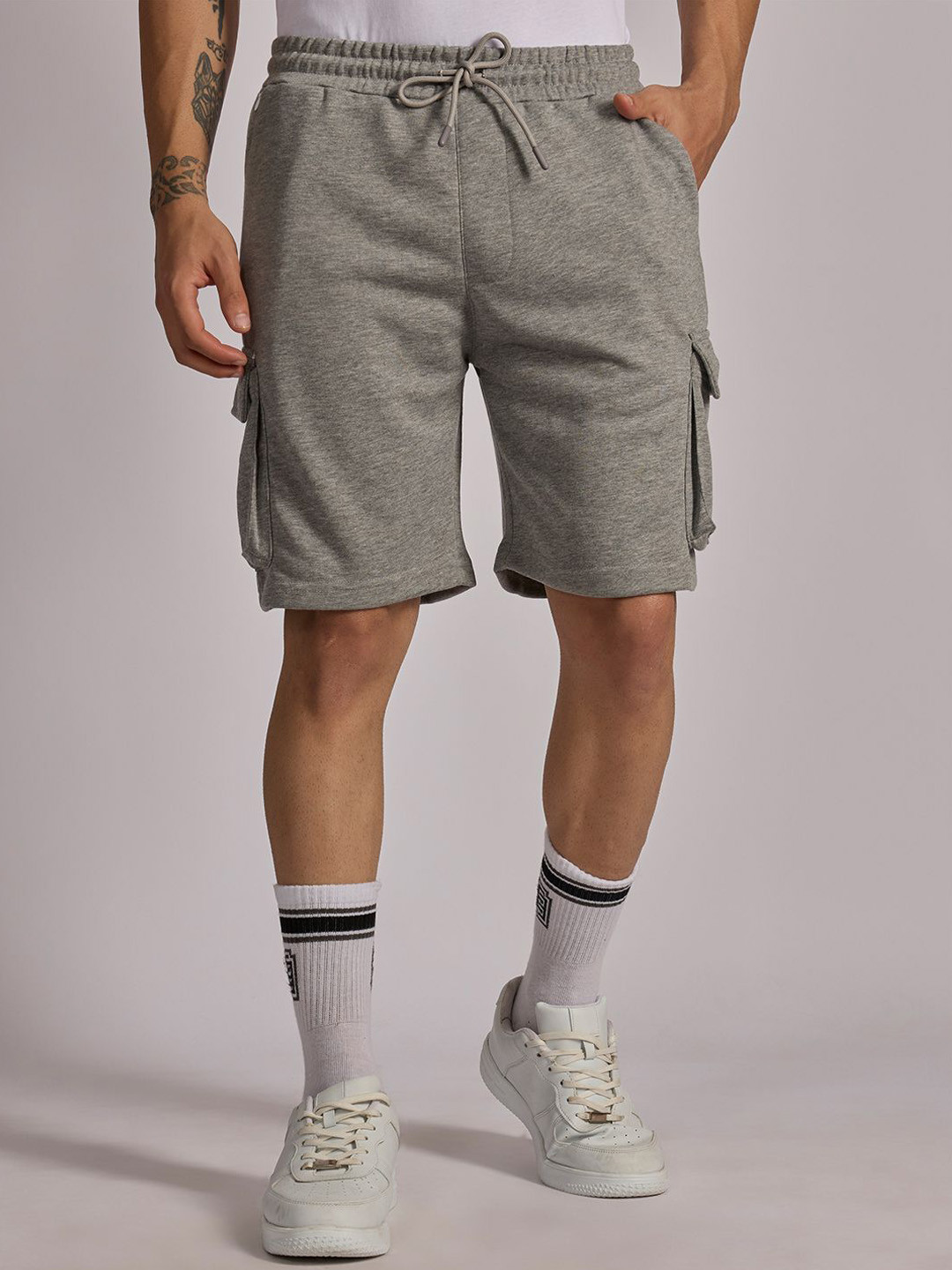 Espanshe Men Bear Gray Cargo Shorts