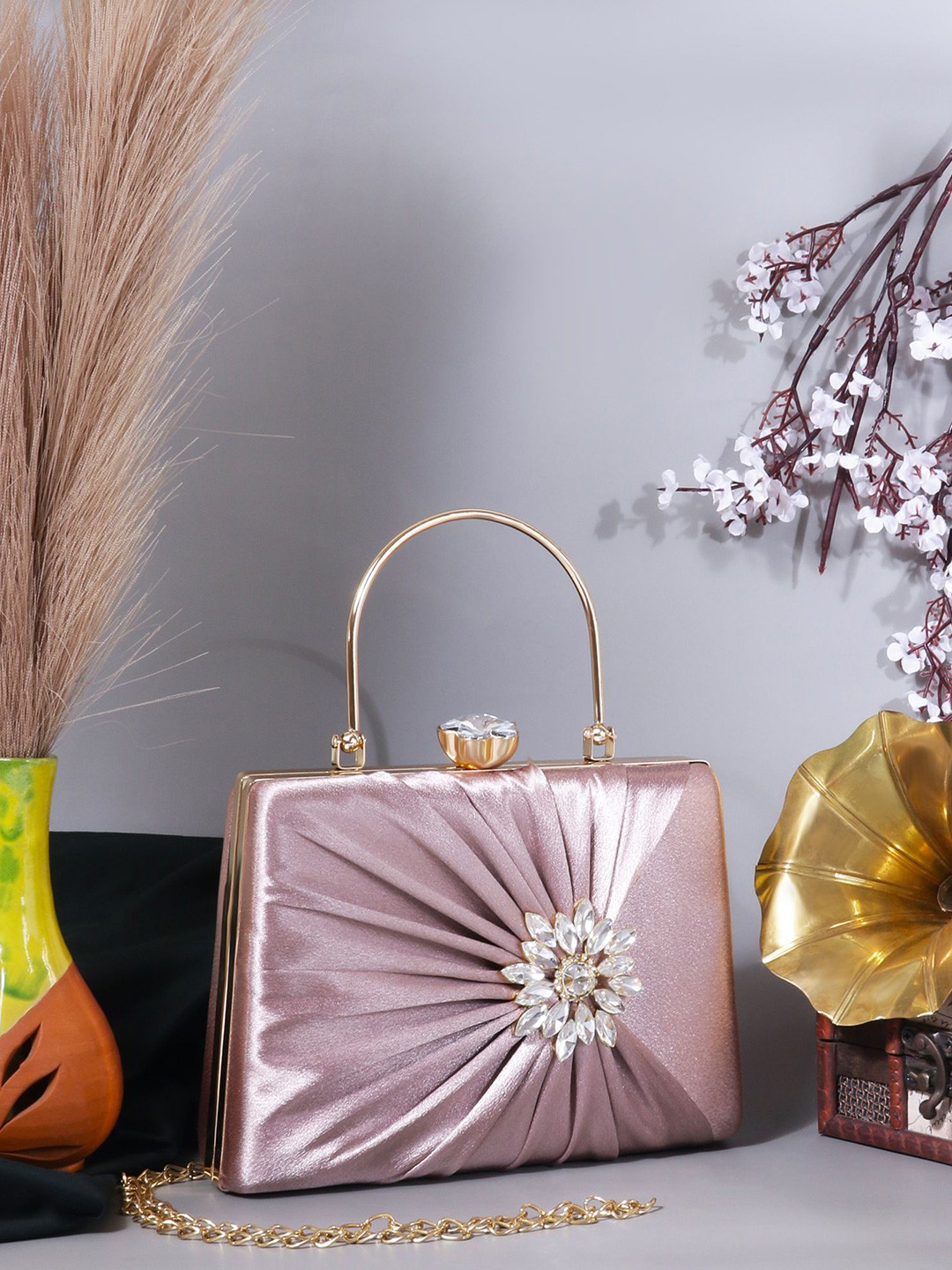 MISHA Textured Beads And Stones Box Clutch