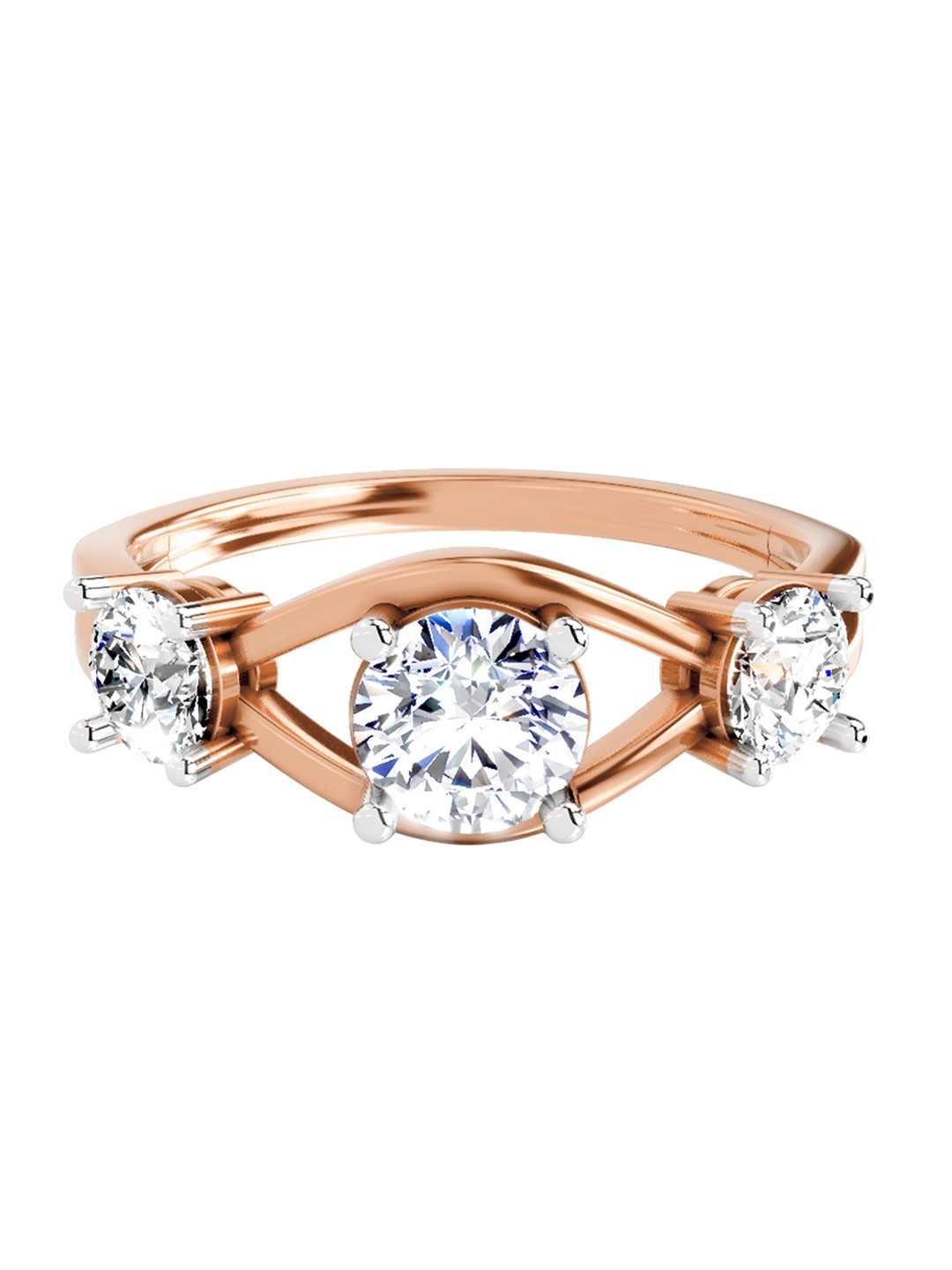 Sparkles 14K Rose Gold Lab Grown Diamond 1.03 Carat Round Shape Diamond Ring