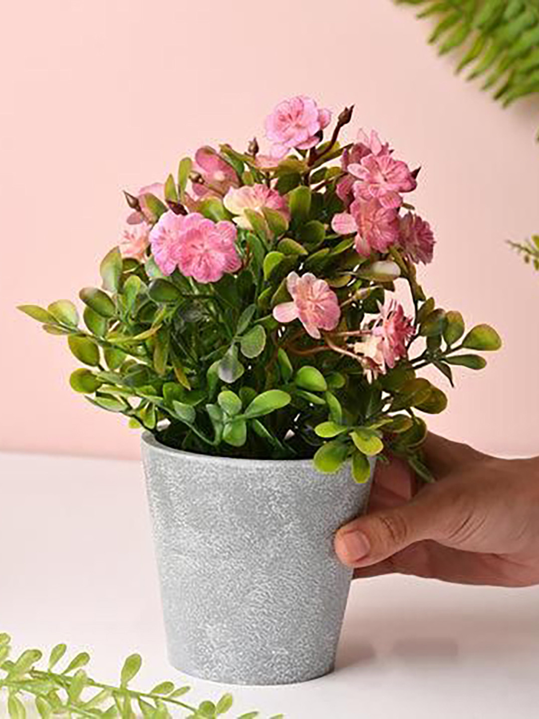 MARKET99 Green & Pink Artificial Plant With Pot