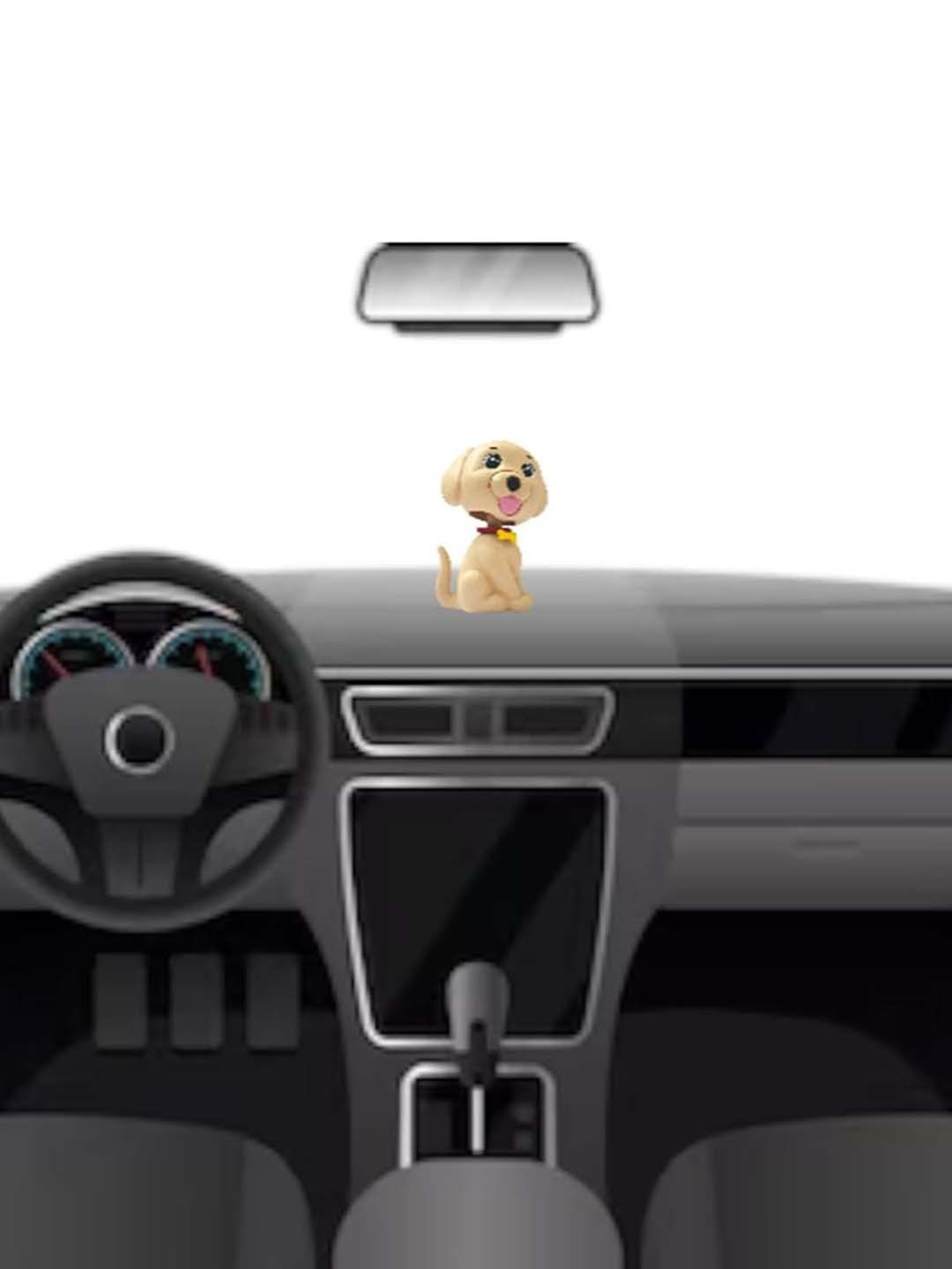 AUGEN Beige Colored Dog Bobblehead Showpiece