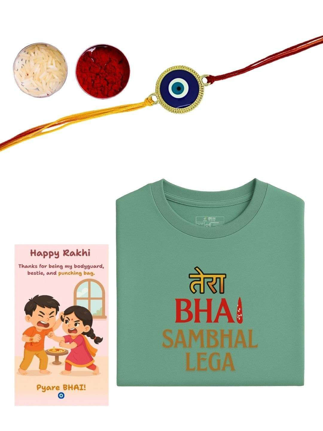 Anouk Boys Evil Eye Rakhi Combo with T-Shirt