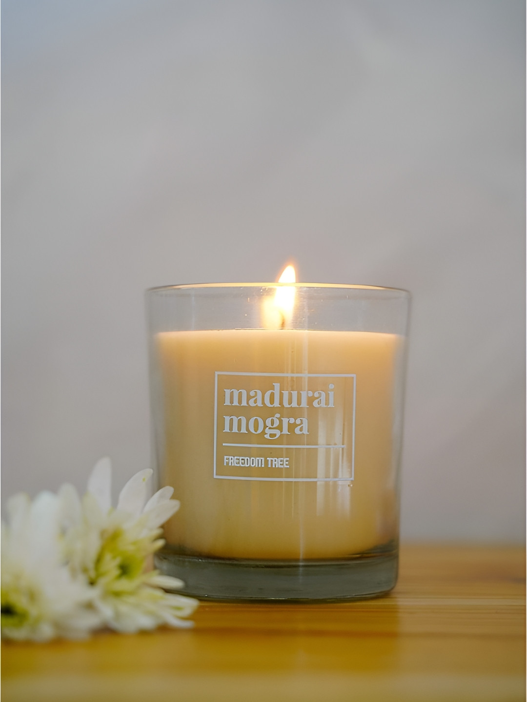 FREEDOM TREE Mogra White & Yellow Natural Soy Wax Scented Jar Candle