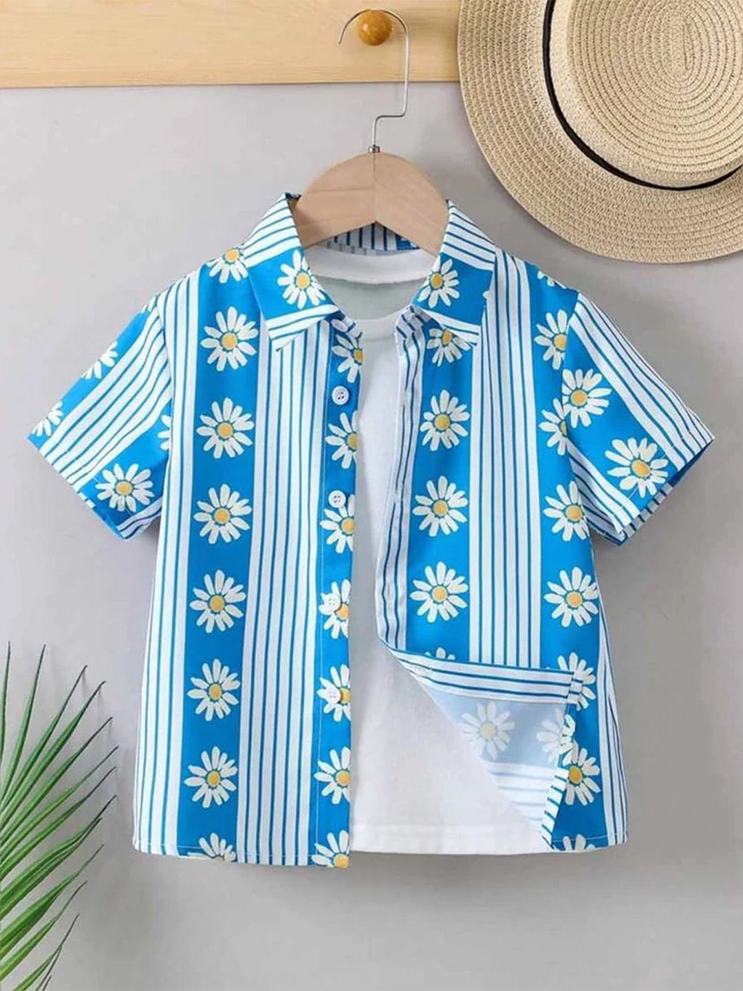 The Collared Unisex Classic Fit Floral Printed Spread Collar Cotton Casual Shirt