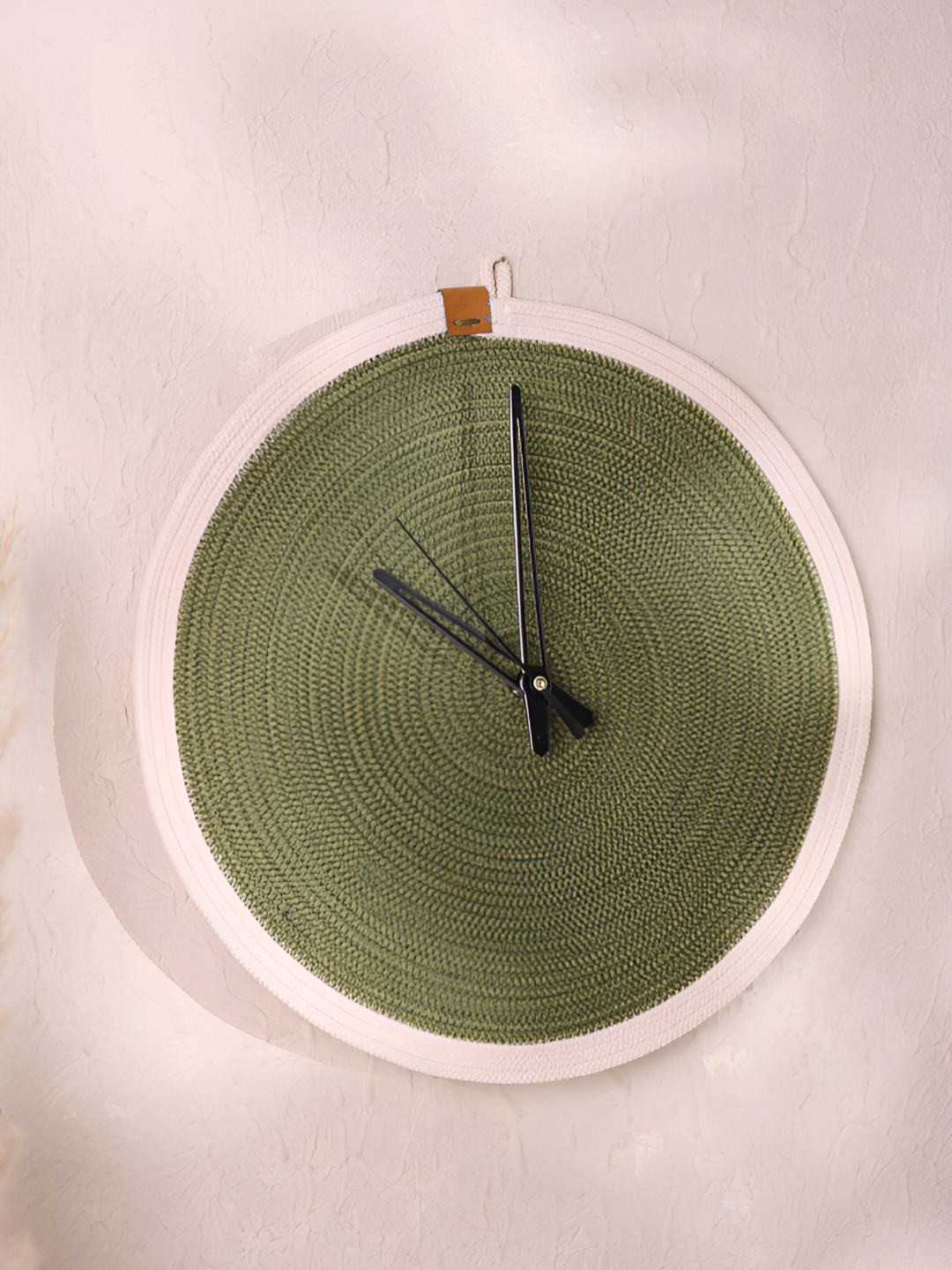 Umami Studio Green & Black Round Shaped Striped Printed Contemporary Analogue Wall Clock