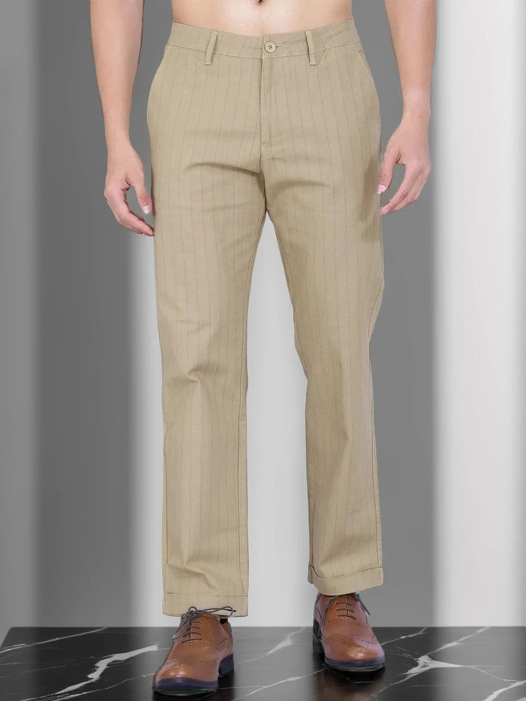 AWACK Men Tailored High-Rise Easy Wash Formal Trousers