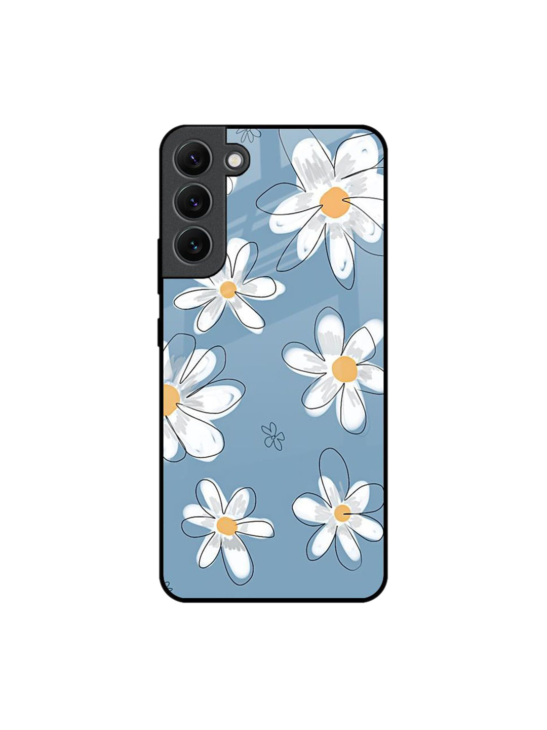 QRIOH Floral Printed Sleek & Lightweight Silicone Samsung Galaxy S22 Plus Glass Back Case