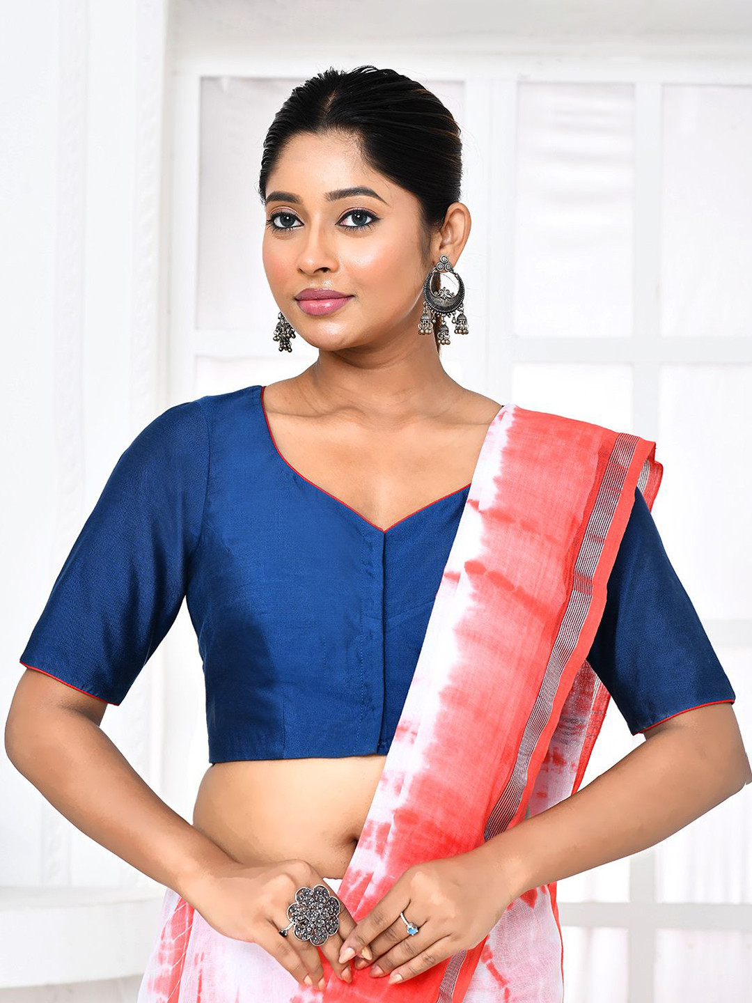 SPRISH V-Neck Readymade Saree Blouse