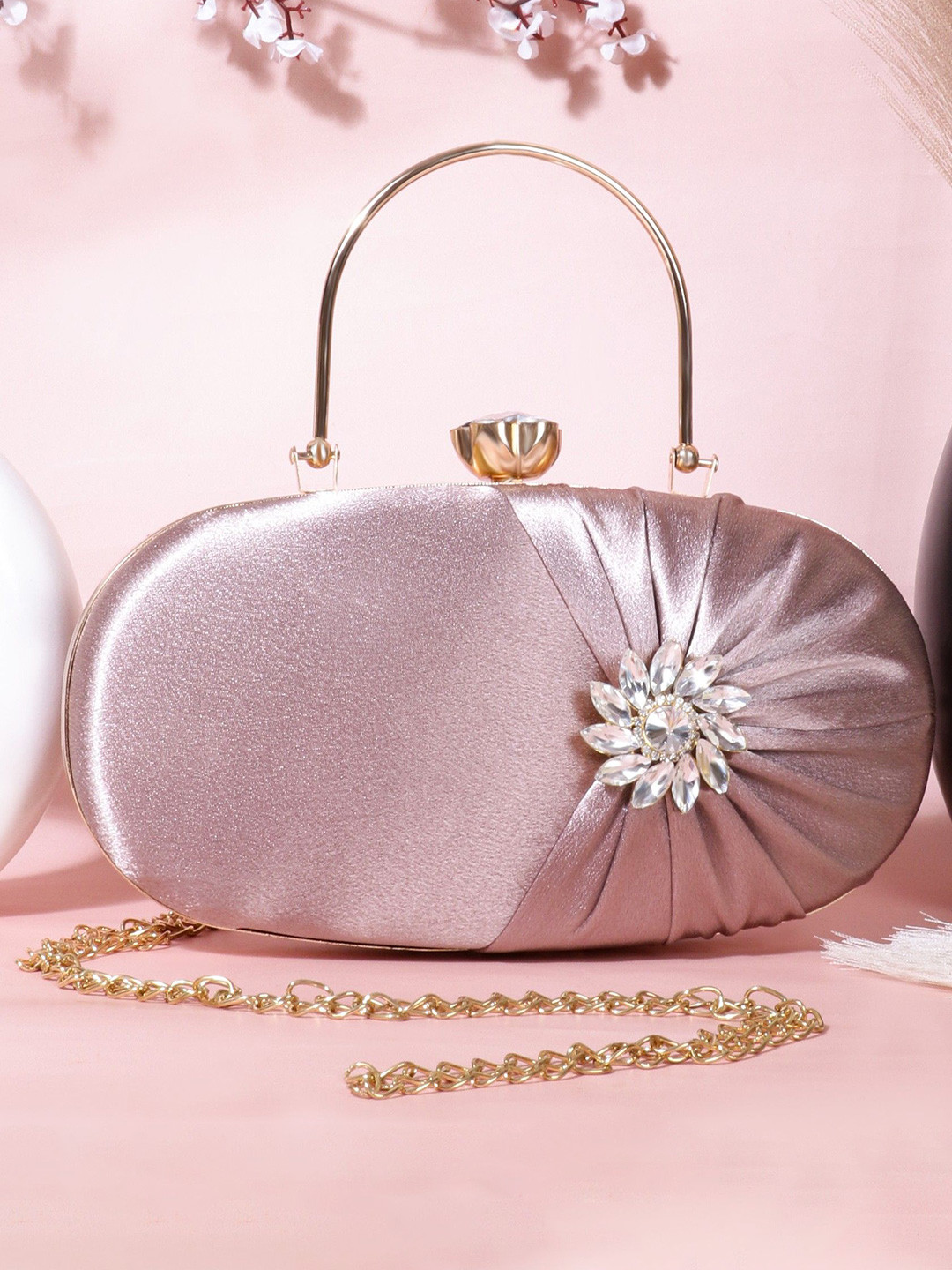 MISHA Ruby Bloom Embellished Box Clutch