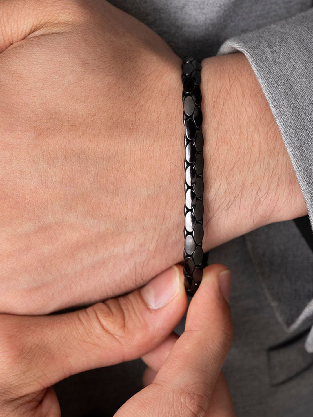 BLACK MAMBA Men Stainless Steel Wraparound Copperhead Bracelet