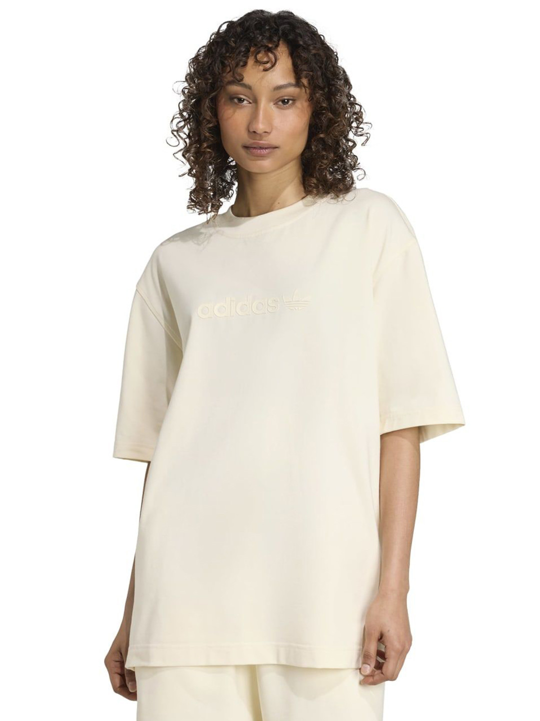 ADIDAS Originals Women Solid Round Neck Cotton Oversized T-shirt