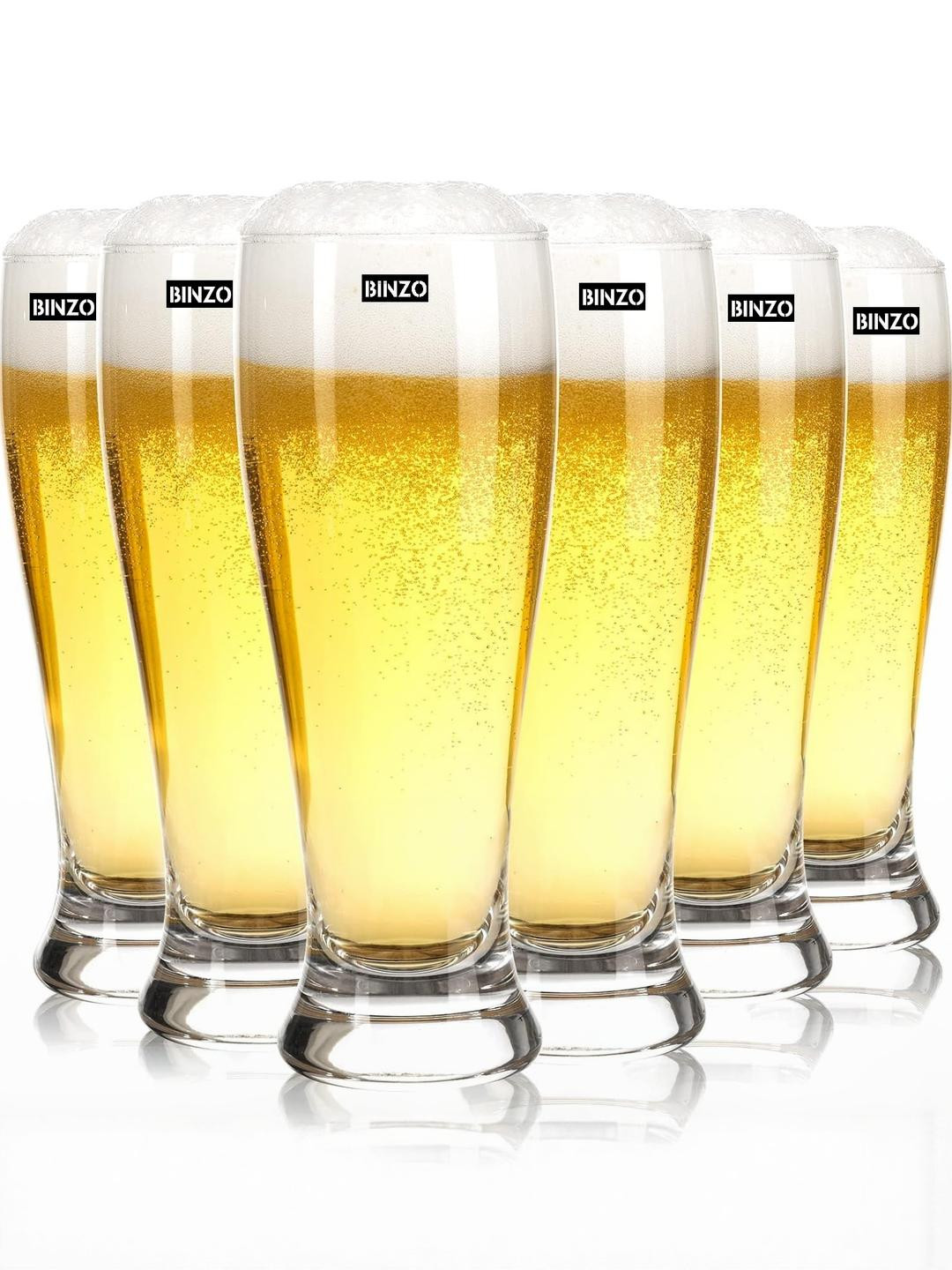 BINZO Set of 6 Glass Beer Glasses