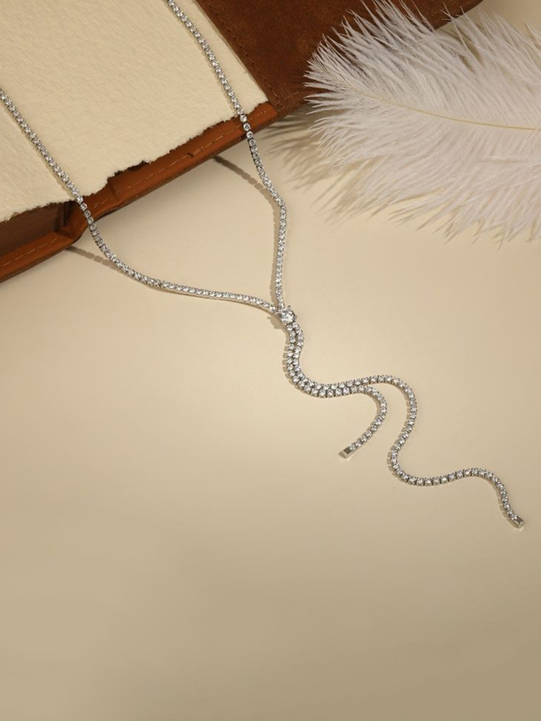 Cierra Silver Plated Stone Studded Y Drop Chain