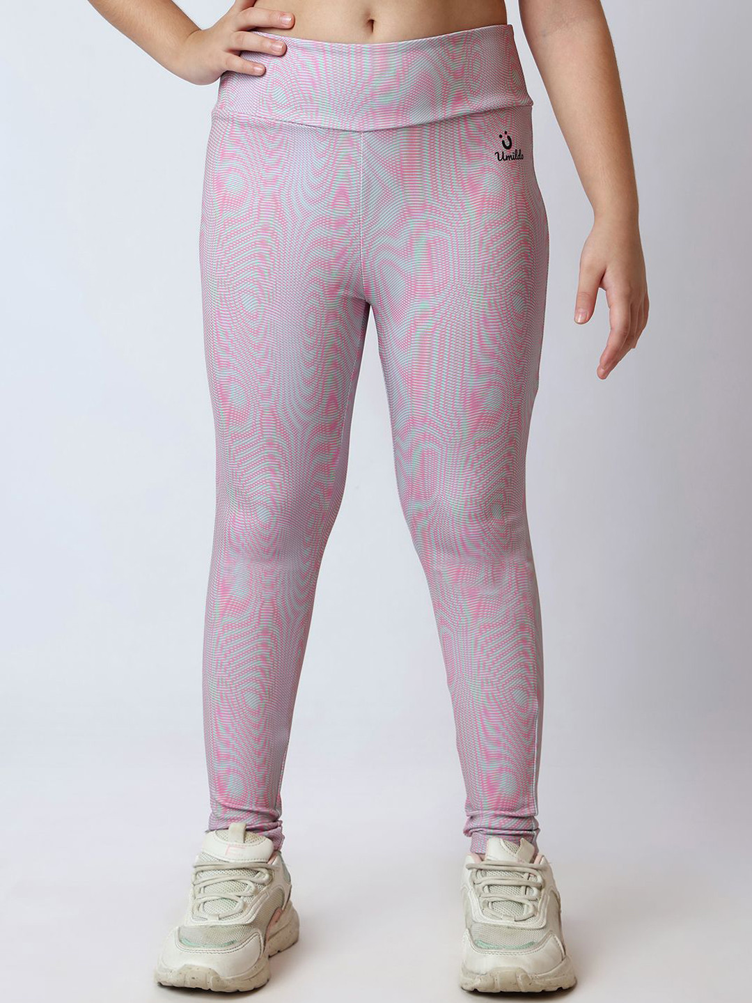 UMILDO Girls Printed Skinny-Fit High-Rise Ankle-Length Gym Tights