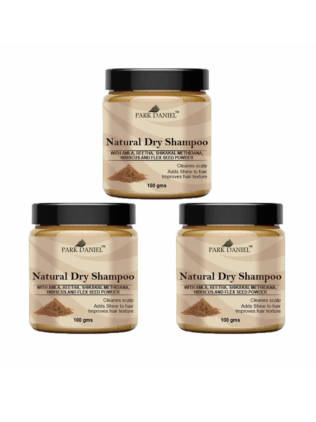 Park Daniel Set Of 3 Natural Dry Shampoo With Amla - 100 g Each