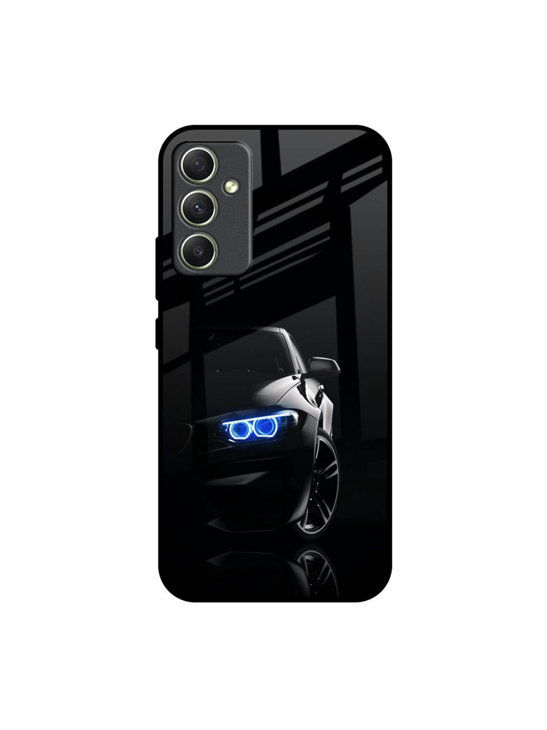 QRIOH Car In Dark Printed Lightweight Silicone Samsung Galaxy A34 5G Glass Back Case