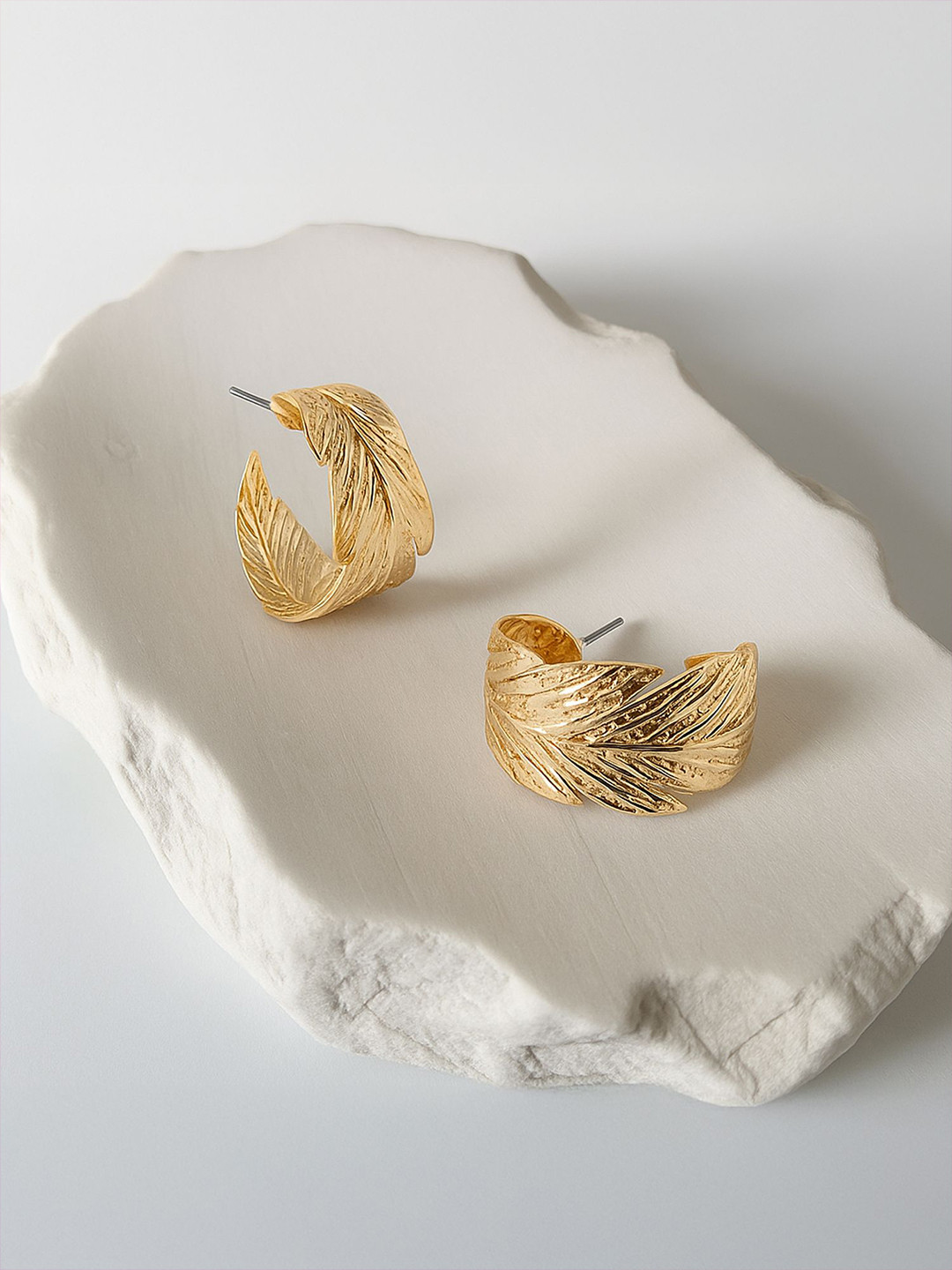 Accessorize Textured Leaf Shaped Half Hoop Earrings