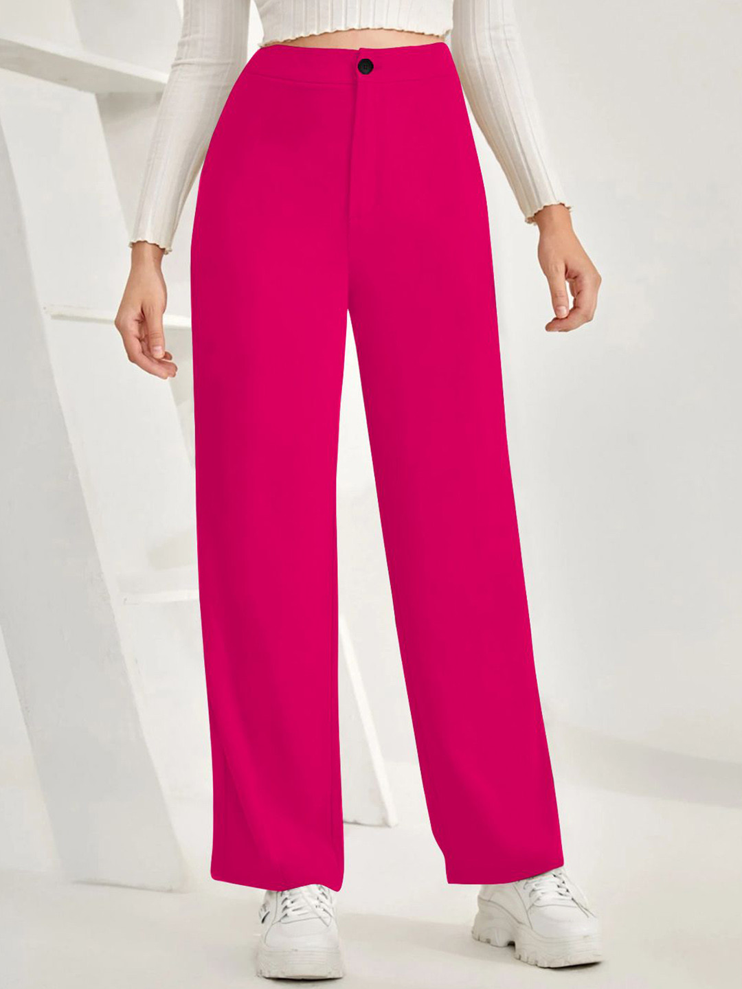 TOOCHKI Women Relaxed Straight Leg High-Rise Flat-Front Trouser