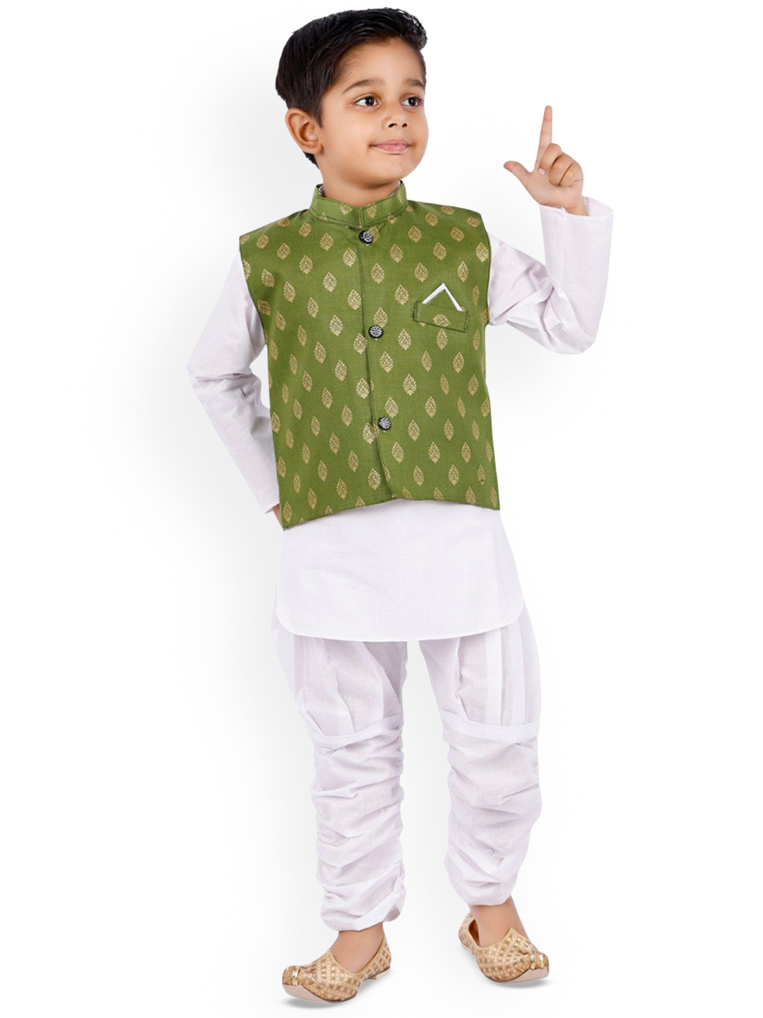NEW GEN Boys Solid Kurta with Churidar & Waistcoat