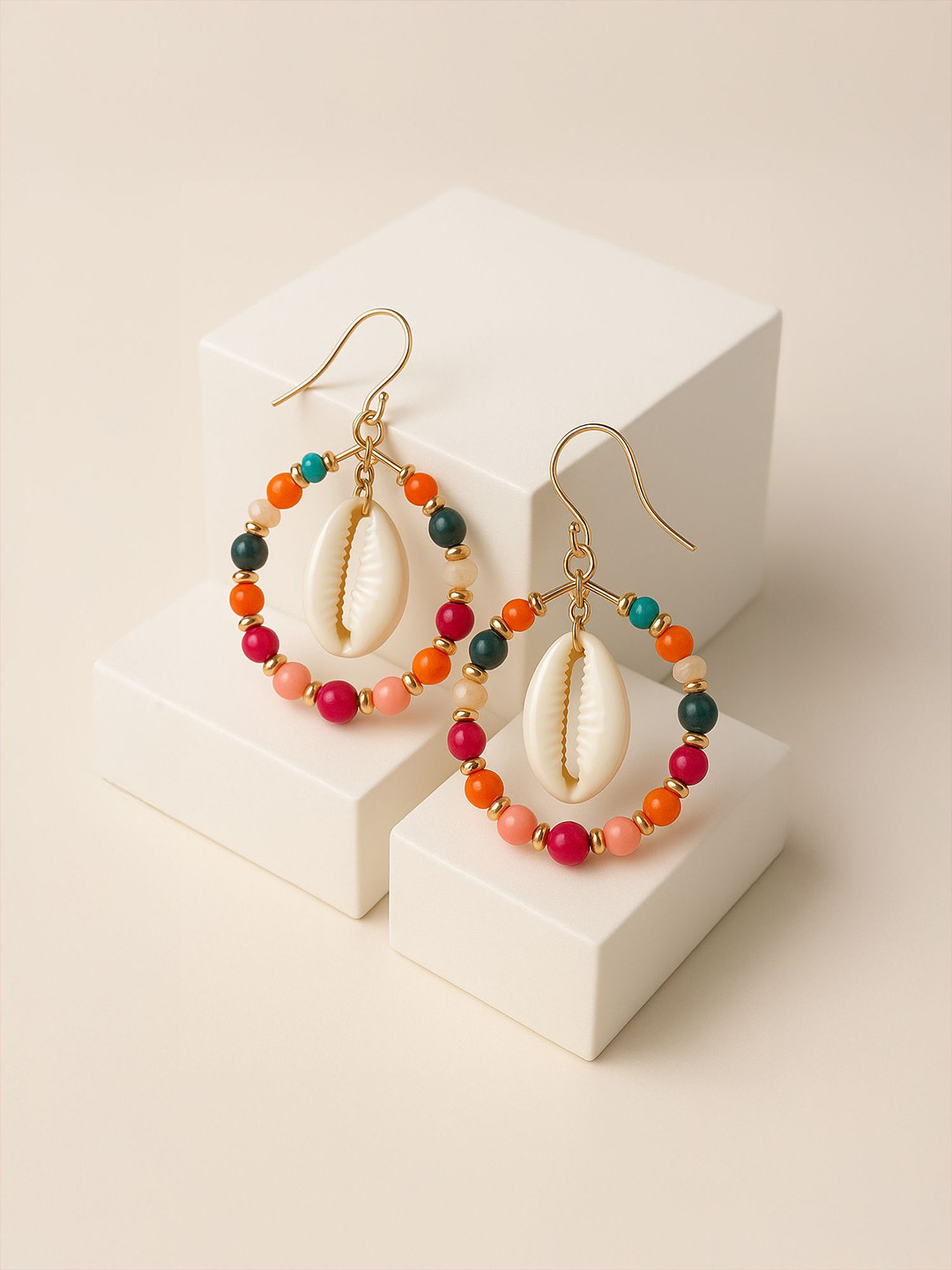 Accessorize Small Shell Beaded Circular Shaped Drop Earrings