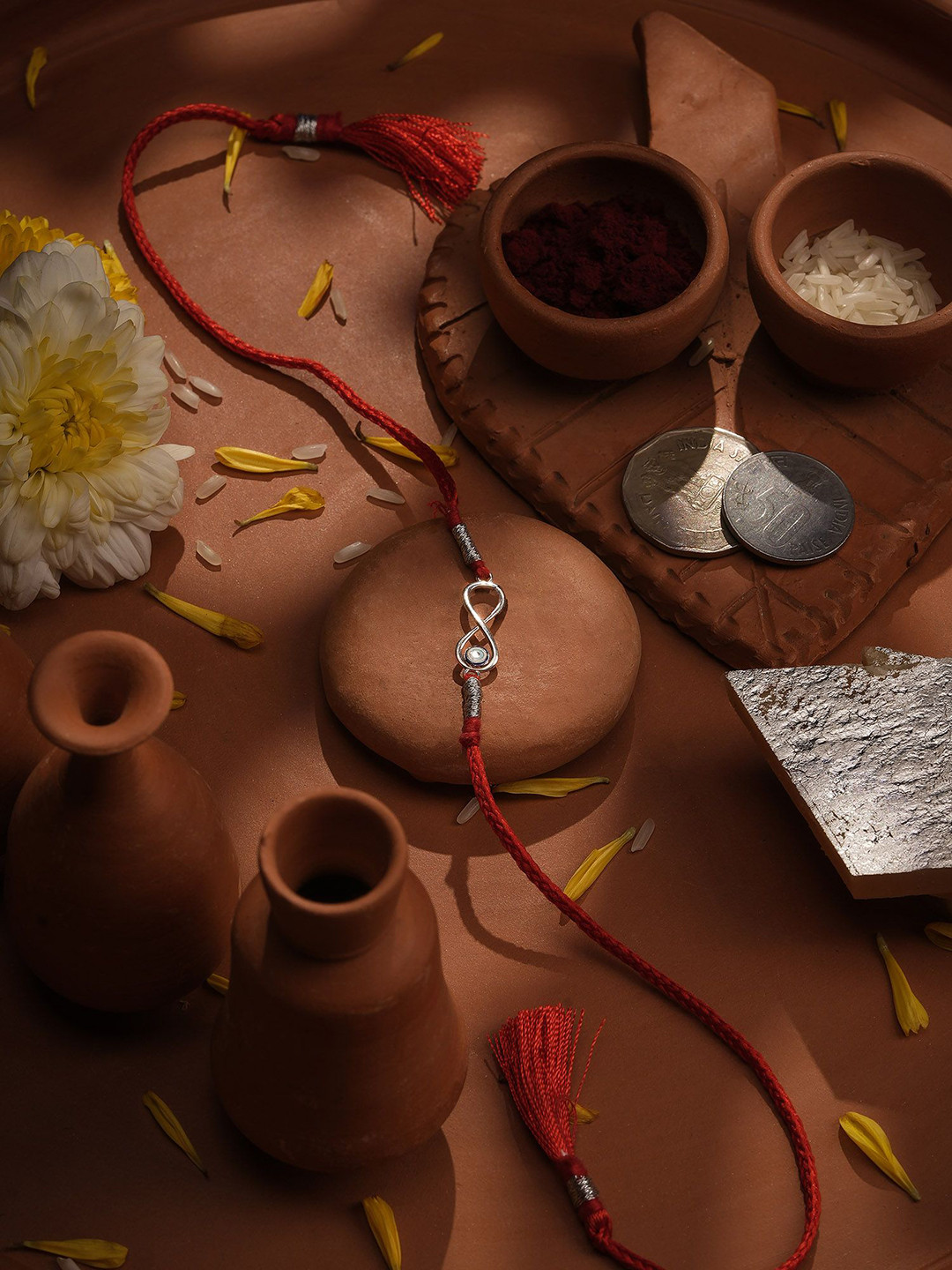 PALMONAS 925 Sterling Silver OG protector Thread Rakhi for Brother for Rakshabandhan