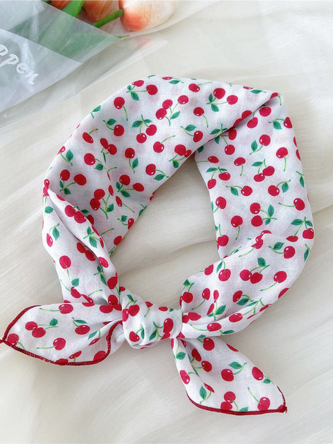 QUECY Women Cherry Printed Scarf