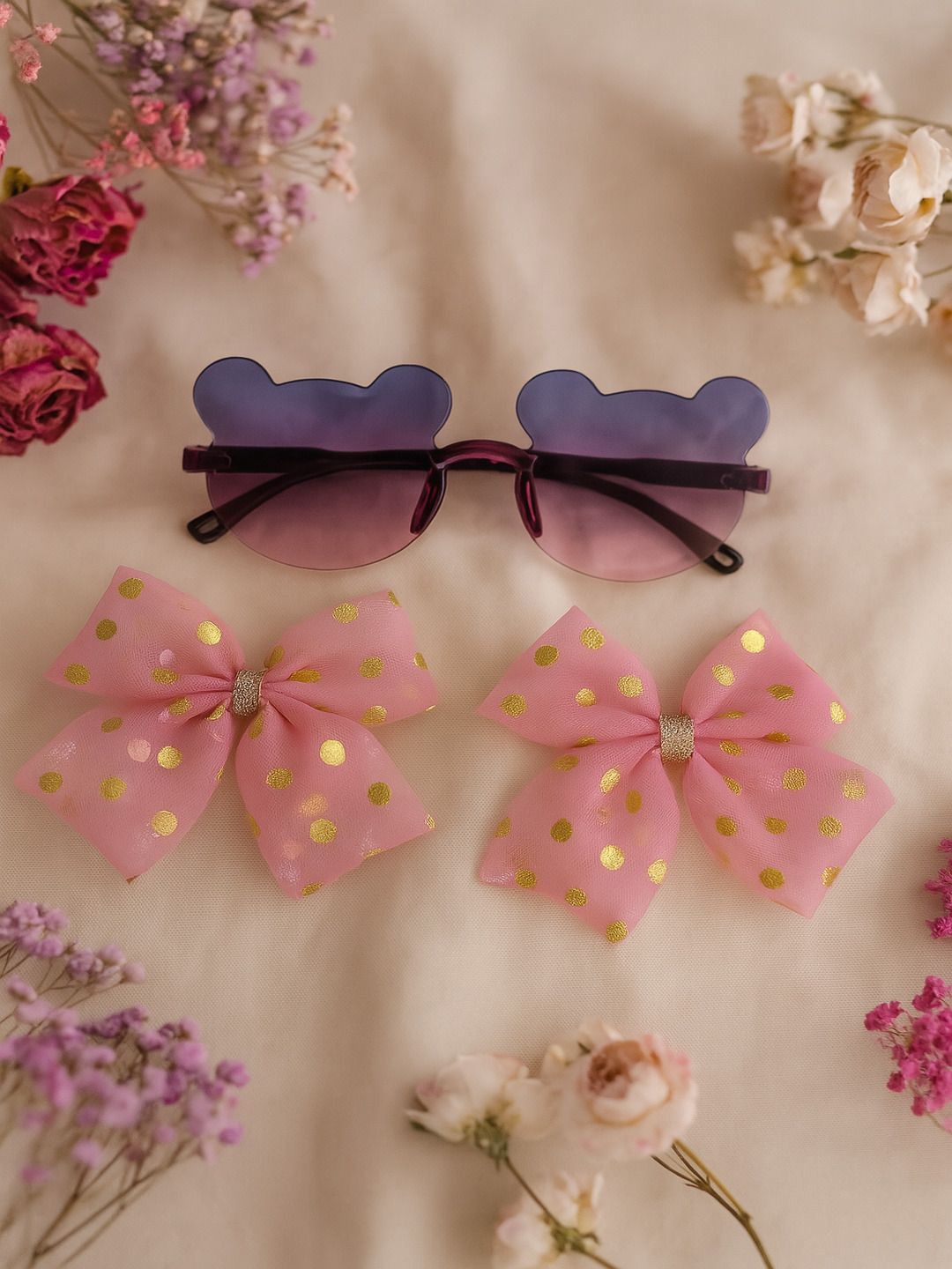 ANNA CREATIONS Girls Set of 2 Cute Bow Hair Clips with Sun Goggles