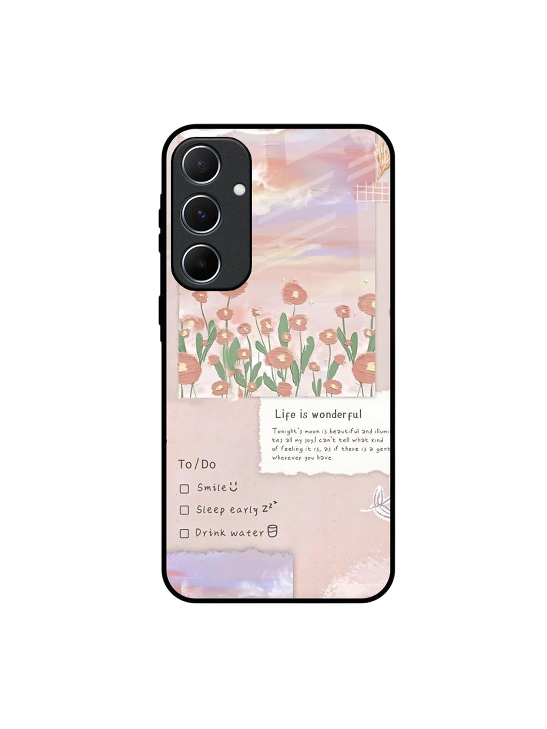 QRIOH Petal Dream Glass Case for Samsung Galaxy A55 5G Mobile Accessories