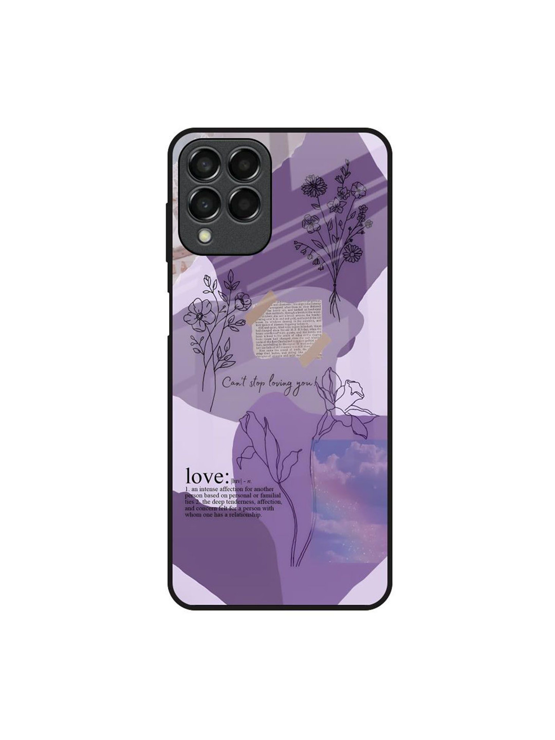 QRIOH Petal Poetry Typography Printed Samsung Galaxy M53 5G Glass Back Case