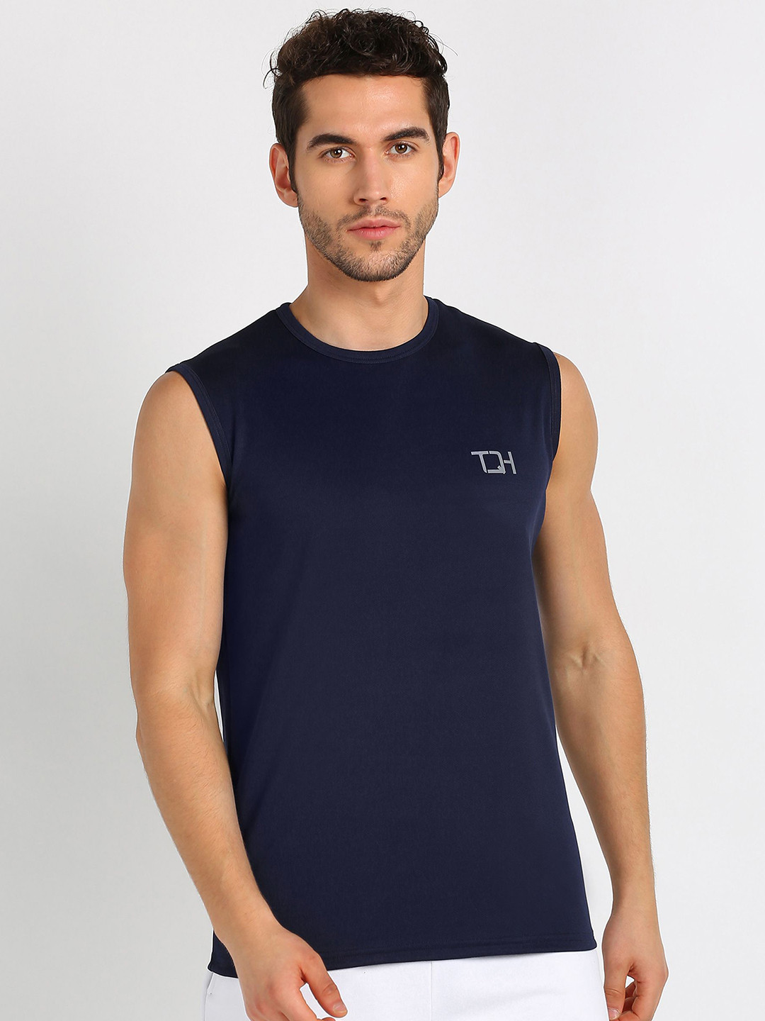 TQH Knitted Hooded-Neck Sleeveless Gym Vest - TQH-Sleeveles_TS802_Navy_Size.S