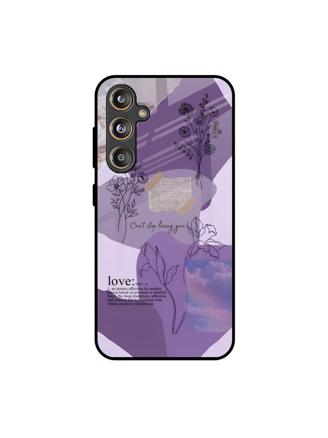 QRIOH Petal Poetry Floral Printed Lightweight Silicone Samsung Galaxy M55s Glass Back Case