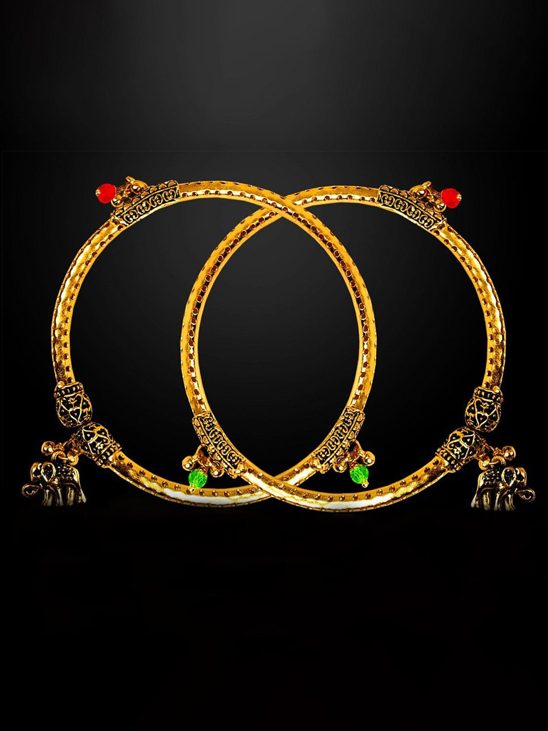 Adhvik Gold-Plated Artificial Beaded Ghungroo Leg Payal Kada Anklet