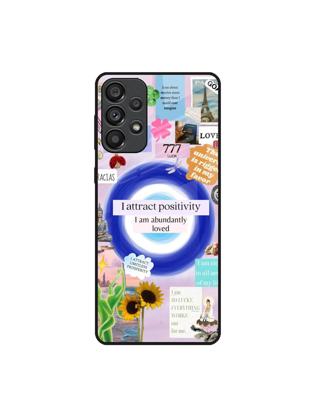 QRIOH Quirky Positivity Fusion Samsung Galaxy A33 5G Glass Back Case Mobile Accessories