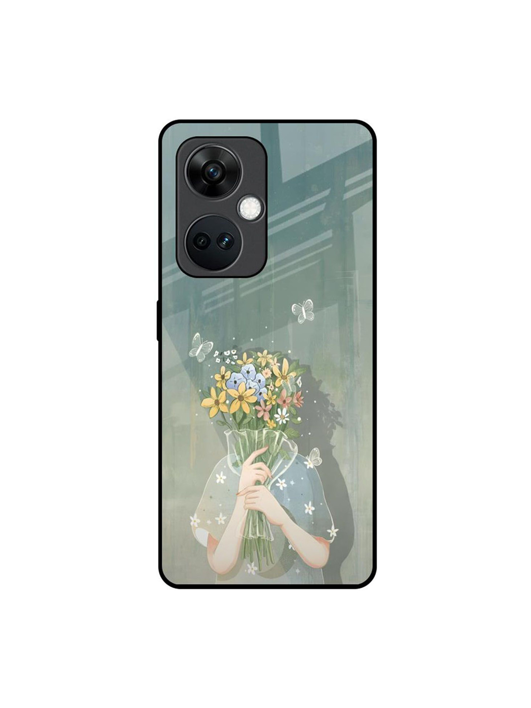 QRIOH Floral Printed OnePlus Nord CE 3 5G Back Case Glass Back Case