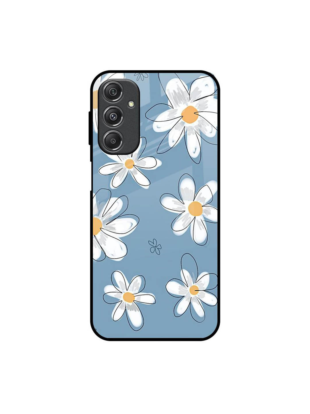 QRIOH Blue Petal Printed Samsung Galaxy M34 5G Silicone Back Case Mobile Accessories