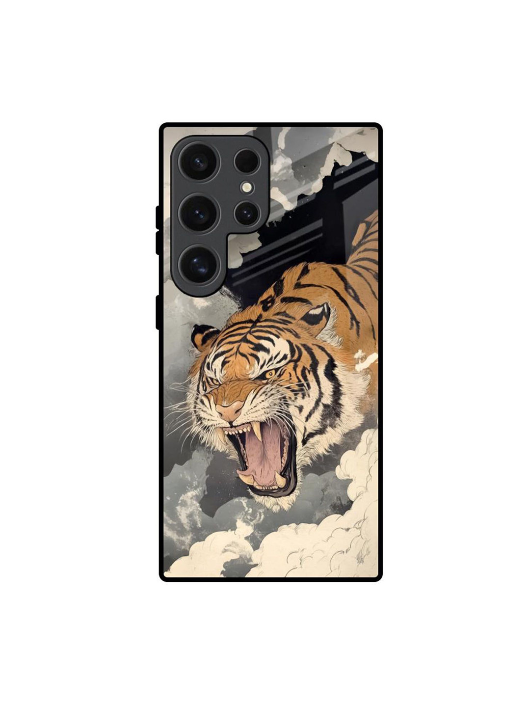 QRIOH Unisex Raging Tiger Printed Samsung Galaxy S24 Ultra 5G Back Case Mobile Accessories
