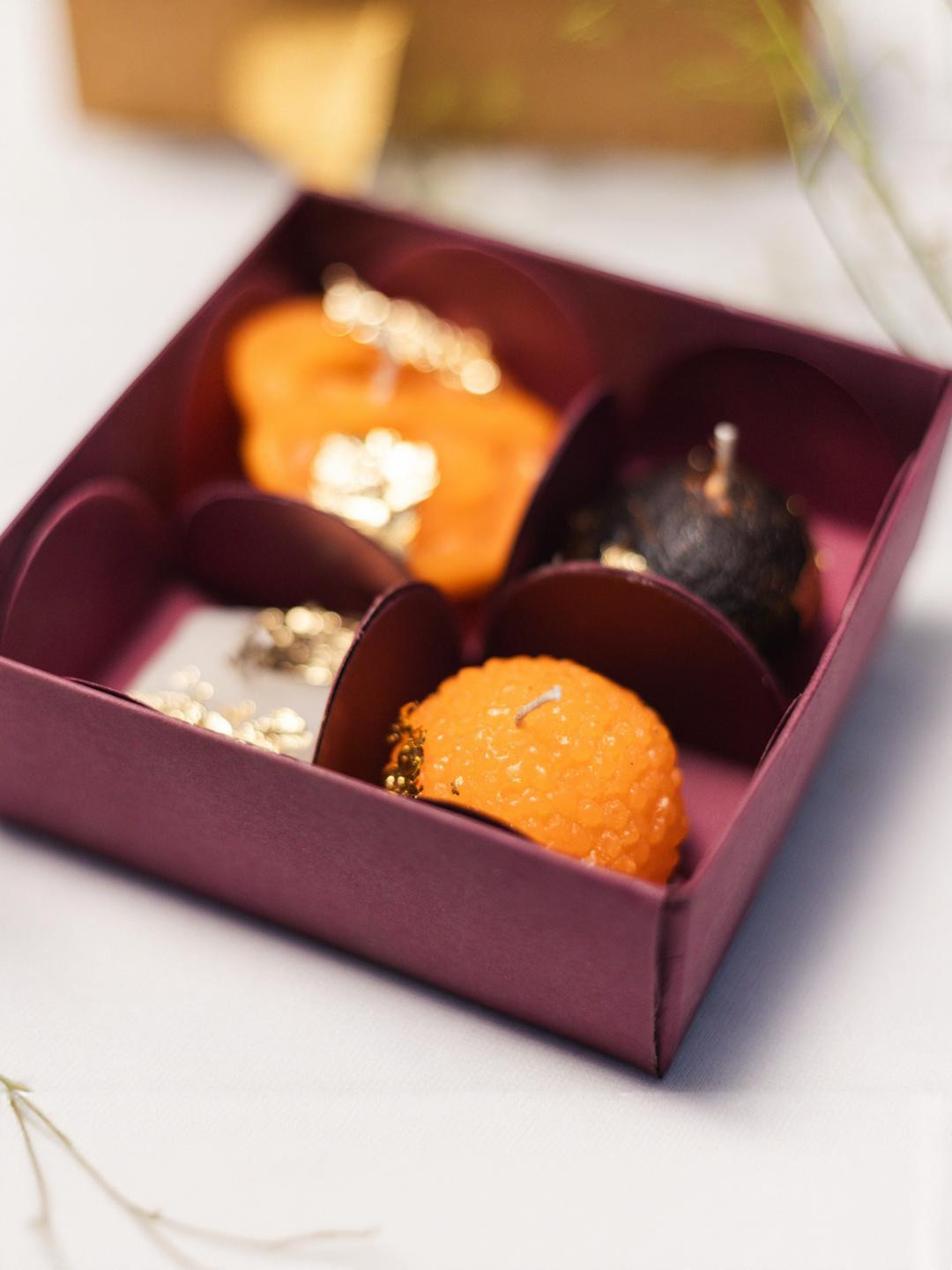 LIGHT JEWELS Mithai Candle Box Set, Traditional Indian Sweets Design Smokeless Diyas Candles
