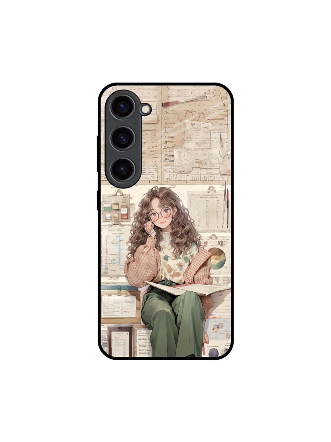 QRIOH Quirky Printed Samsung Galaxy S23 DeskDreamer Glass Back Case Mobile Accessories