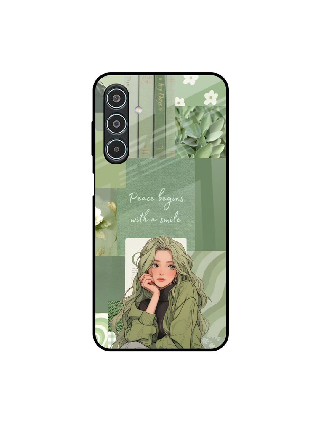 QRIOH Fantasy Girl Printed Lightweight Silicone Samsung Galaxy M35 5G Glass Back Case