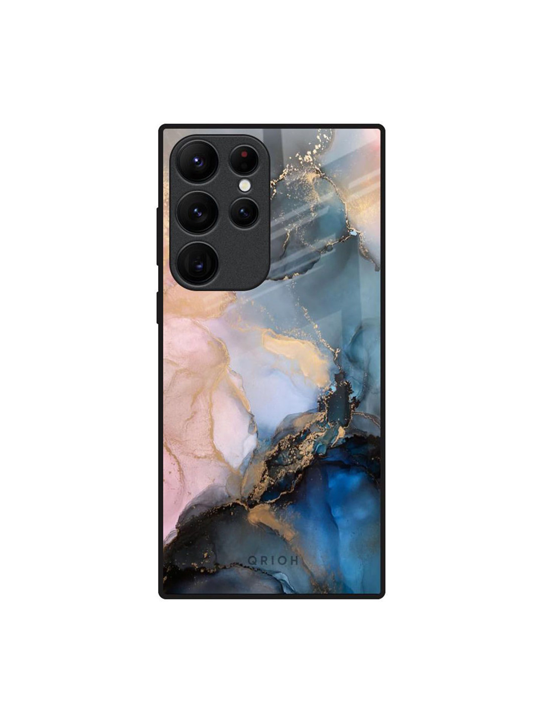 QRIOH Marble Ink Printed Samsung Galaxy S22 Ultra Glass Back Case Mobile Accessories