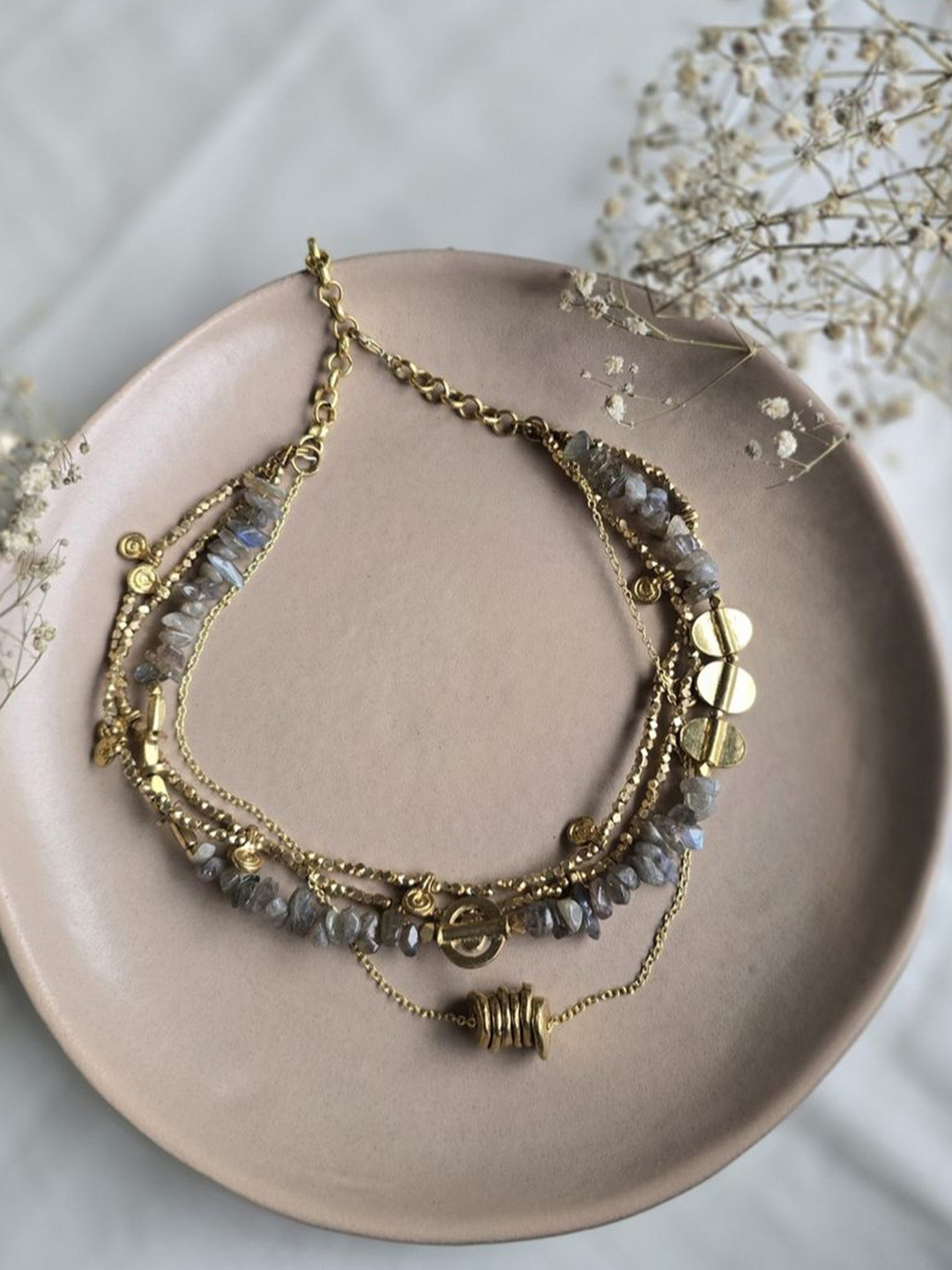 Studio Anviksha Labradorite Layered Statement Necklace