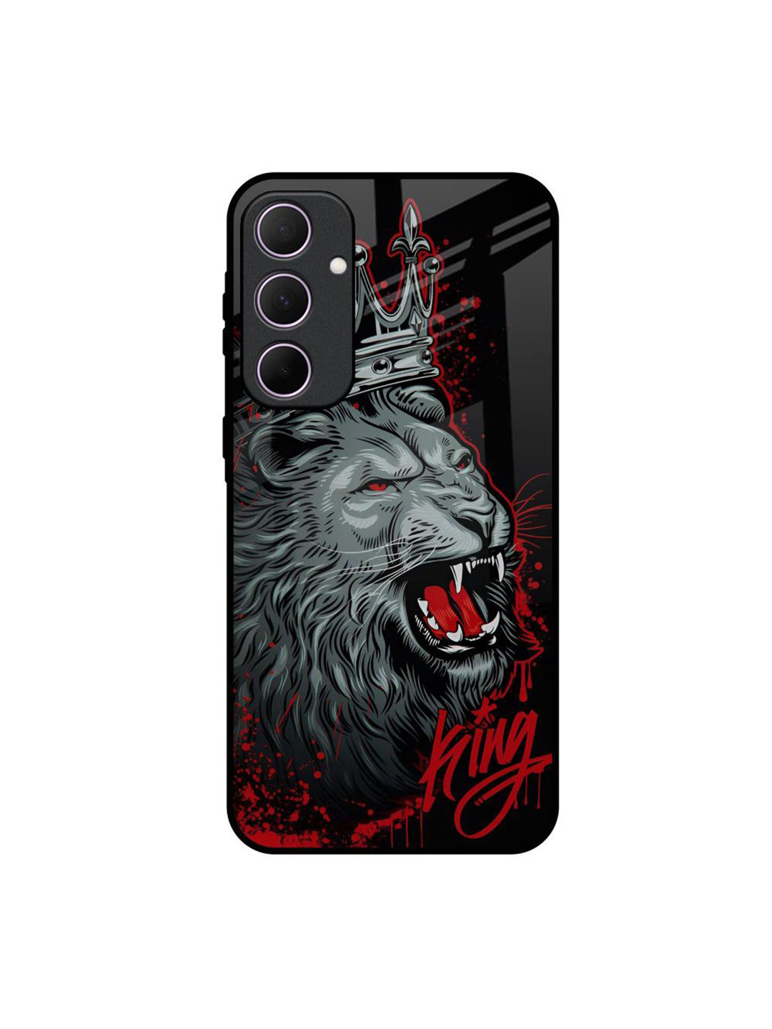 QRIOH Red Lion King Glass Case for Samsung Galaxy A35 5G Mobile Accessories