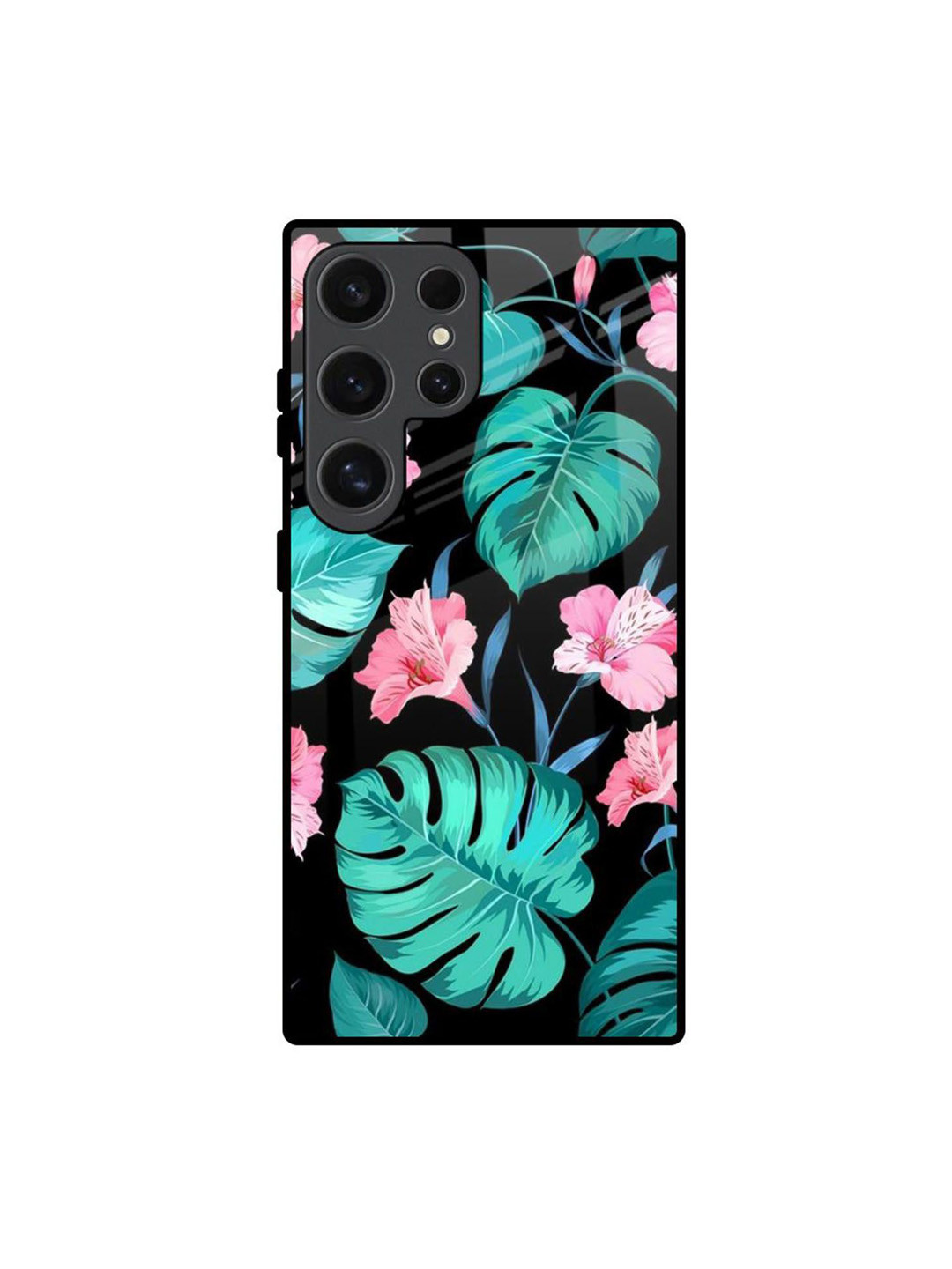 QRIOH Tropical Leaves & Flowers Printed Samsung Galaxy S24 Ultra 5G Silicone Back Case