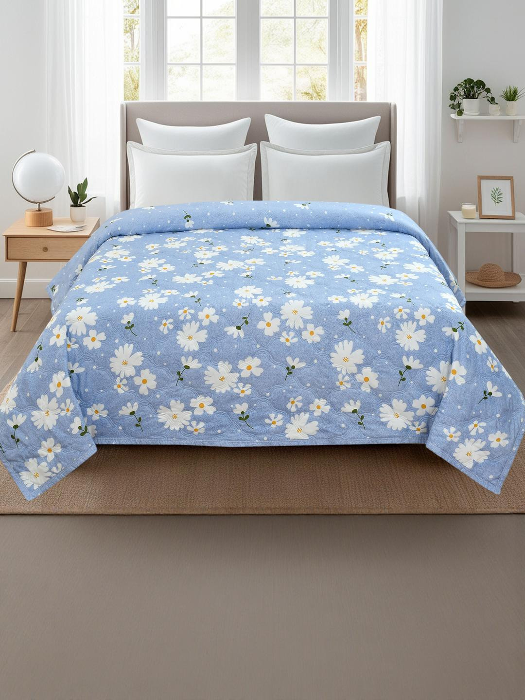 Harbell Home Blue Floral 120 GSM Double Bed Comforter
